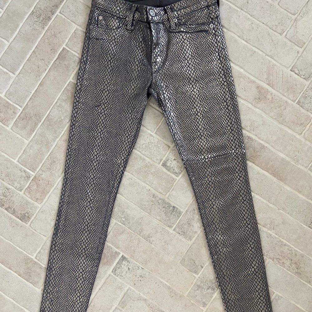 Hudson Jeans Nico Super Skinny Midrise, Snake Print, Size S/XS